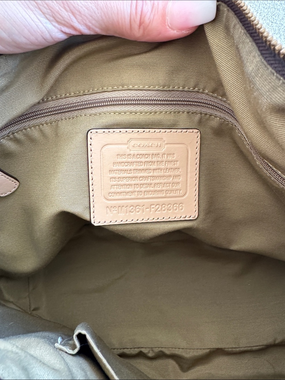 Coach Brown Signature Shoulder Bag with Tan Trim - Picture 8 of 15